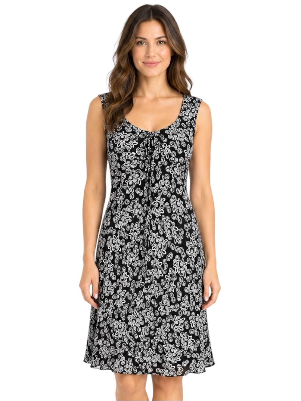 Ann Taylor LOFT Black White Floral Sleeveless Dress Size 0